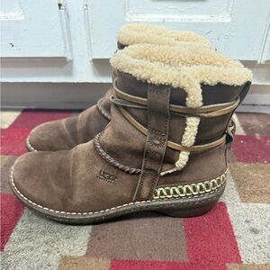 UGG Women’s Chestnut Shearling Boots with Braided Detail